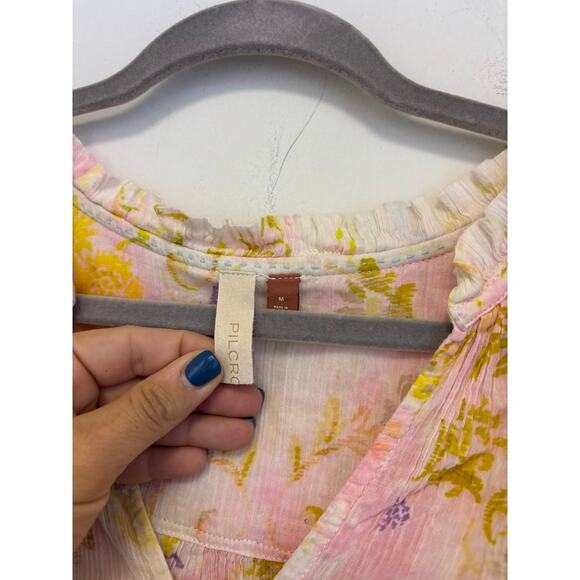 Anthropologie Pilcro Tavi Tie Dye Floral Gauze Blouse Size Medium - Picture 5 of 6